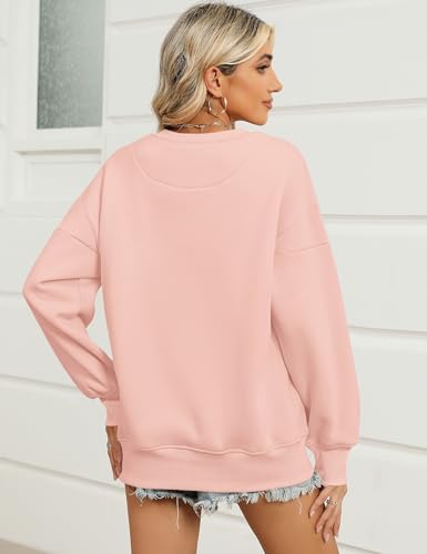 Micoson Women’S Oversized Sweatshirts Hoodies Casual Crew Neck American Flag Tops Preppy Letter Print Fleece Pullover Party Pink Clothes Winter Pink Xxl thumb #2
