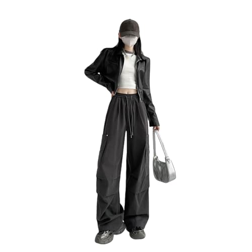 Pantalon cargo femme taille haute ample et sport chic
