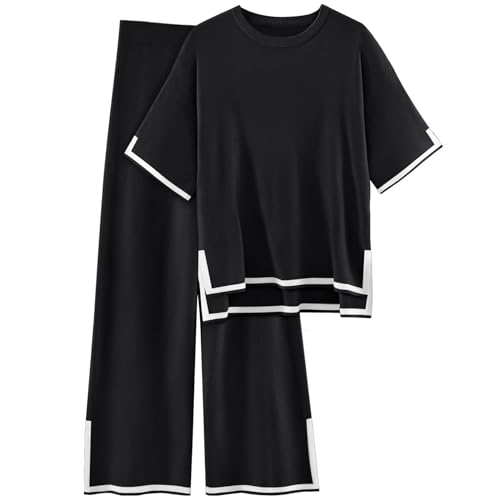 Opiniones y reviews de Prendas de punto para Mujer disponible en línea para comprar. 42 Knit Loung Conjunto de Suéter de Punto de 2 Piezas para Mujer, Conjunto Deportivo Mujer, sin Botones, Cintura Elástica, Pierna Ancha, Pantalones de Descanso (S, Negro)
