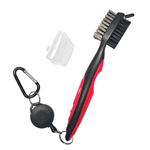 Golf Club Brush Cleaner with Retractable Zip-line, 1 Pack Golf Brush and Grooves Cleaner with Carabiner for Easily Attaches to Golf Bag