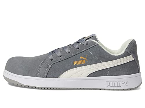 Image of Puma Safety Iconic Suede Low Women's Shoes, Composite Toe, Static Dissipating Safety, Slip Resistant, Grey, Size W6 (640125-06-800)