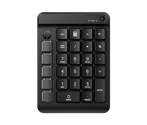 HP 430 Programmable Wireless Keypad | Compatible with Chrome PC or Mac | Bluetooth | Mechanical Keys | Swappable Keycaps | 9 Programmable Keys | Spill Resistant | Up to 24 Months Battery | Black