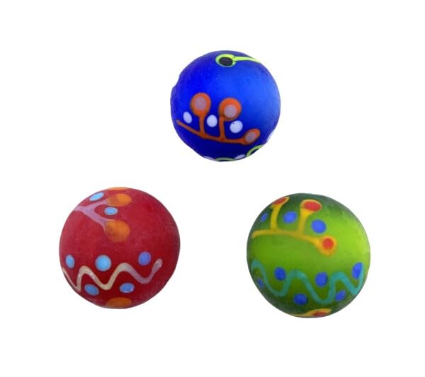 Generic 2021 ''Inca'' Colors Pattern 22mm Handmade Art Glass Shooter Marble Pk 3