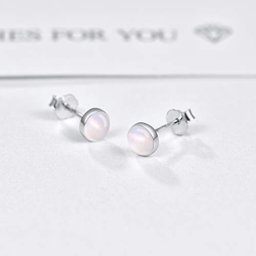 925 Sterling Silver Mother of Pearl Round Shape 5MM Tiny Studs Earrings, Hypoallergenic for Sensitive Ears, Pearl Jewelry Mother Day Gift for Women Girlfriend with Gift Box3
