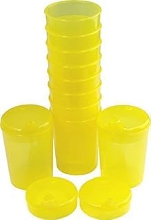 Taza con Boquilla 250ML Set 10 Bases + 20 Tapa (Apertura 10 Piezas 12 X 10mm y 10 Piezas 4 X 4mm) en Diferent. Colores Von Medi-Inn - amarillo, Trinköffnung: 4 x 4 mm