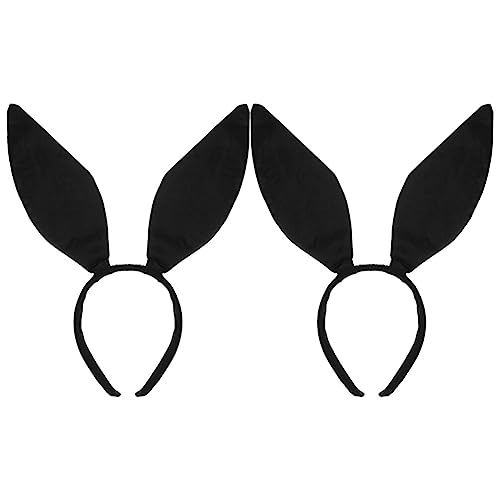 FRCOLOR 2pcs Bunny Ears Headbands Rabbit Ear Ears Headbands Hair Band Bunny Costume Accessories, Black, 25X16CM