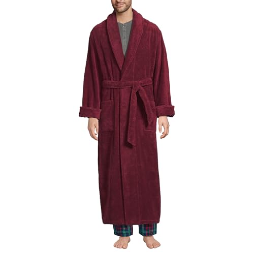 Lands' End Mens Full Length Terry Robe Rich Burgundy Regular X-Large