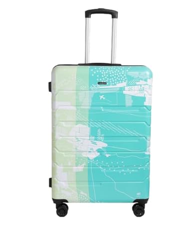 Image of TEAKWOOD LEATHERS Twin Printed Hardside Trolley 360 Degree 8 Roating Wheels, Trolley Bag for Travel (Green, Large)