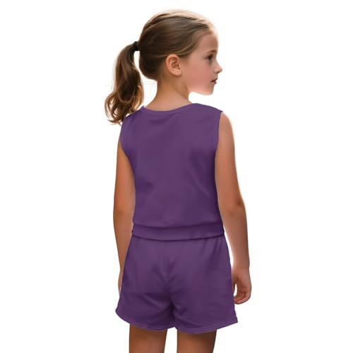 Girls 2-Piece Set Hawaiian Sleeveless Top and Shorts Lightweight Playdate Clothes for 5-14 Years Old2