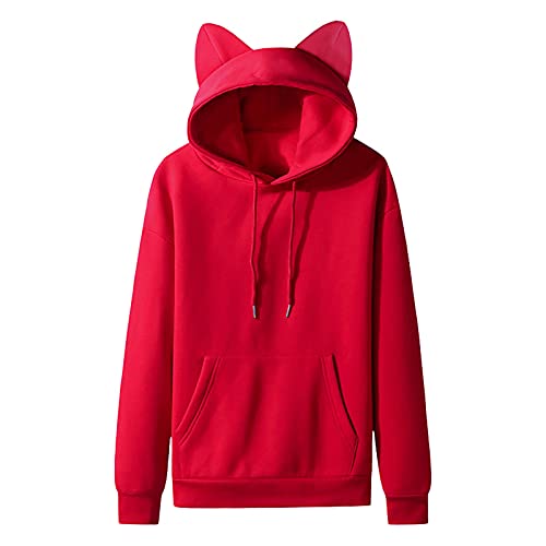 Unisex Hoodies Cat Ear Hooded Sweater Coats Long Sleeve Hoodies Sweatshirt Blouse Pullover Outwear for Women Men4