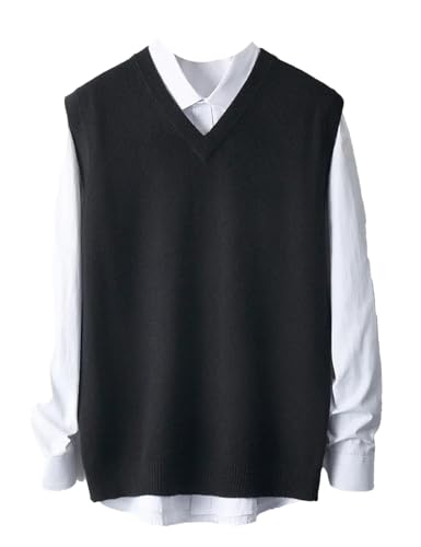 Men Sweater Solid Color Knitted Waistcoat Spring Autumn Merino Wool Sleeveless Vest