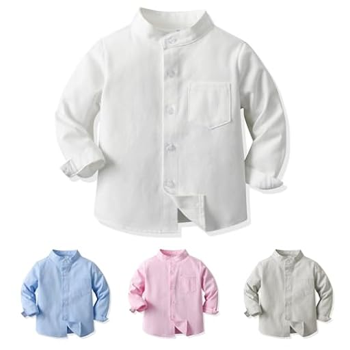 Yanmucy Niños Bebé Camisa Manga Larga Algodón Camisa con Botones para Niños Little Big Boy´s Causal Camisas para 2-8 Años (FR/ES, Edad, 3 años, 4 años, Regular, Blanco) | Ya disponible en tu tienda friki favorita! En mundofriki.es!