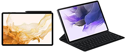 Image of Samsung Galaxy Tab S8+ 31.49 cm (12.4 inch) sAMOLED Display, RAM 8 GB, ROM 128 GB Expandable, S Pen in-Box, Wi-Fi +5G Tablet, Graphite Original Tab S8+ Keyboard Book Cover, Black