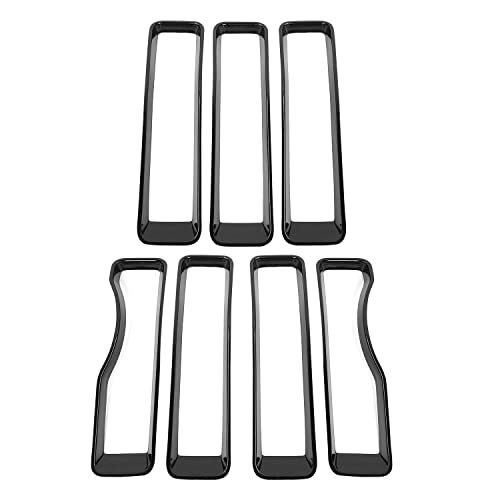 Jecar Front Grill Inserts & Headlight Cover Kit Compatible With Jeep Wrangler 2018-2023 Jl & Unlimited, Black #TOP3