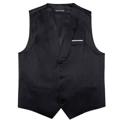 Barry.Wang Mens Formal Suit Vest Casual Business Waistcoat Tie Bowtie Set Shawl Collar Slim Fit Vest Wedding Party4