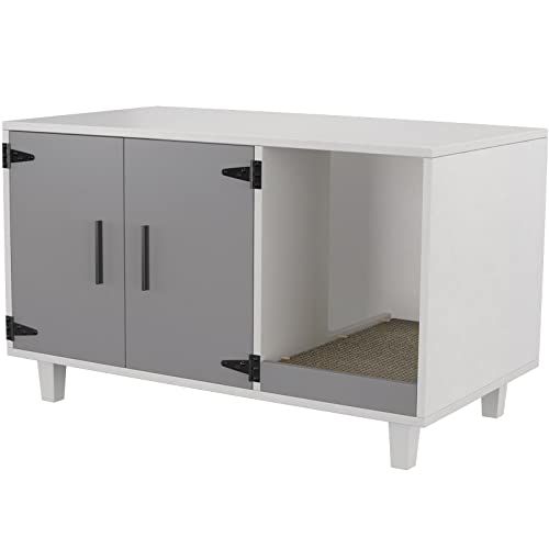 GDLF Modern Wood Pet Crate Cat Washroom Hidden Litter Box Enclosure Furniture House as Table Nightstand with Scratch Pad… - Image 6