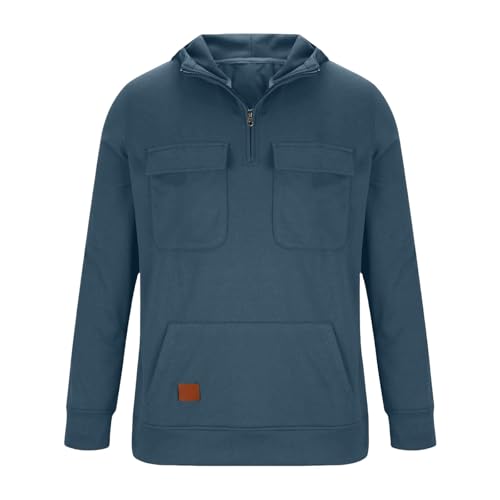 Boys Half Zip Hooded Sweatshirt Oversized Fleece Cute Sweater Multiple Pockets Trendy Preppy Teen Girl Fall Winter Clothes3