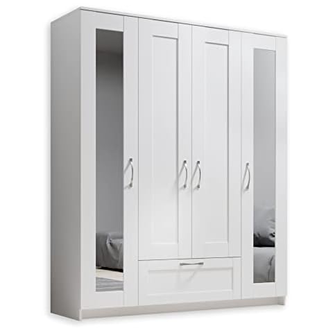 Stella Trading SALIAS Kleiderschrank mit Spiegeltür Weiß Cover
