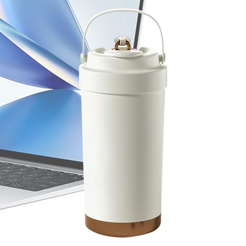 Générique Ceramic Coffee Tumbler, Ceramic Mug with Lid, 500ml Leakproof Water Bottle, Ergonomic Grip Handle, Multi-Purpose Drinks Cup for Camping, Travel, and Outdoor Use