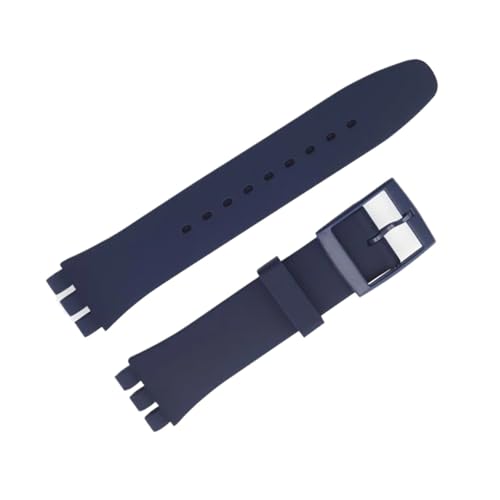 Bracelet de rechange compatible Swatch 20mm bleu foncé pour montre silicone