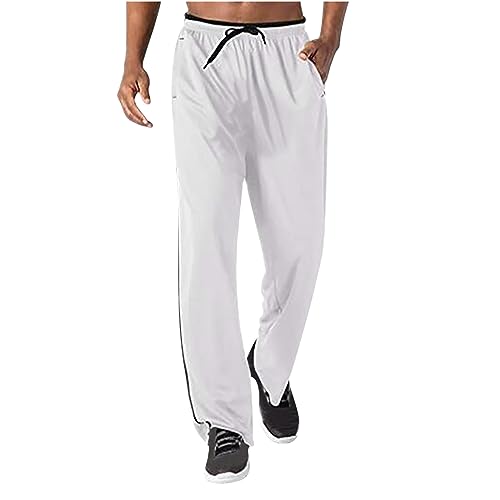 Men's Casual Sweatpants Elastic Waist Wide Leg Workout Running Athletic Joggers Pants Solid Pants with Pockets