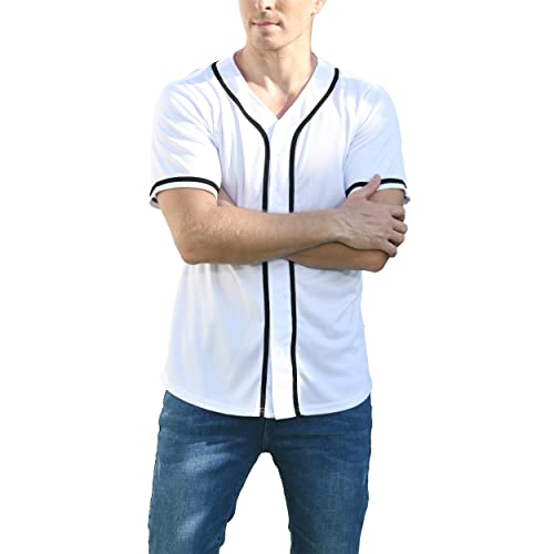 BAICAIYU Camiseta de Béisbol para Hombre, Manga Corta, Cuello en V, Botones, Rayas Anchas miniatura 2