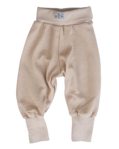 Lilano, Pantalón de bebé con cintura umbilical, lana de seda, 210 g/m², arena, 98