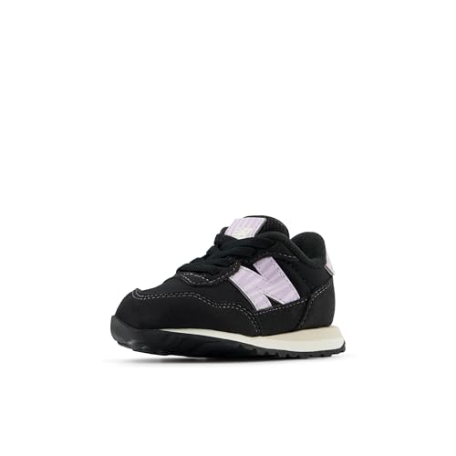 New Balance Kids 237 Bungee Sneaker, BLACK/LILAC GLO, 5.5 W Toddler (1-4 Years)