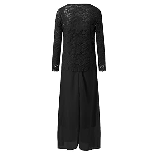 Black Brunch for Juniors Lace Chiffon Plus Size Keyhole Eyelet Cardigan Vestidos Básicos Patchwork M