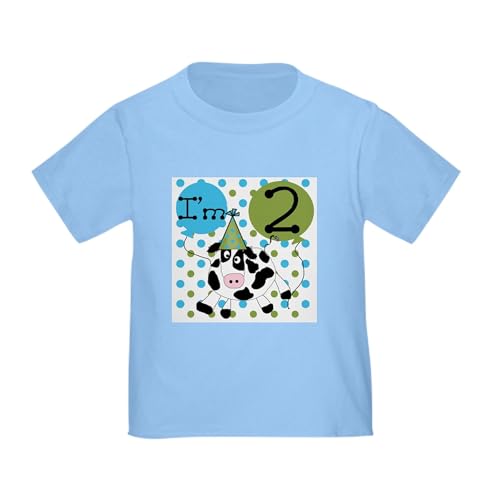 CafePress Cow 2Nd Birthday Toddler T Shirt Toddler Graphic Tee, 100% Cotton Baby Blue