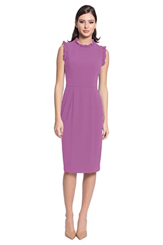 Image of Maggy London Womens Ruffle Neck and Armhole Sheath Dress