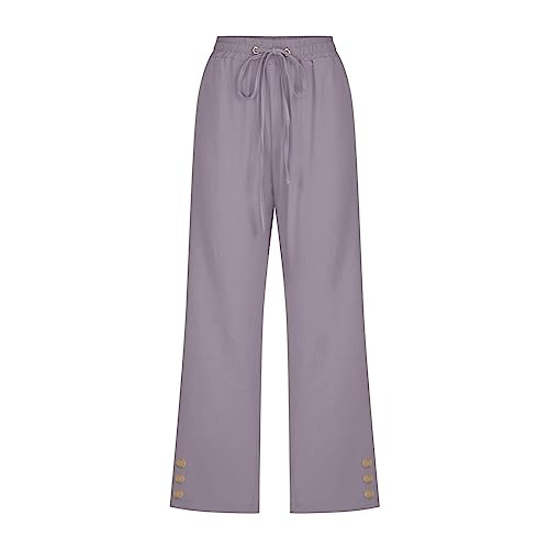 Generic Women Capri Pants Casual Linen Drawstring Trousers Straight Leg Casual Summer Elastic High Waisted Drawstring Cropped2