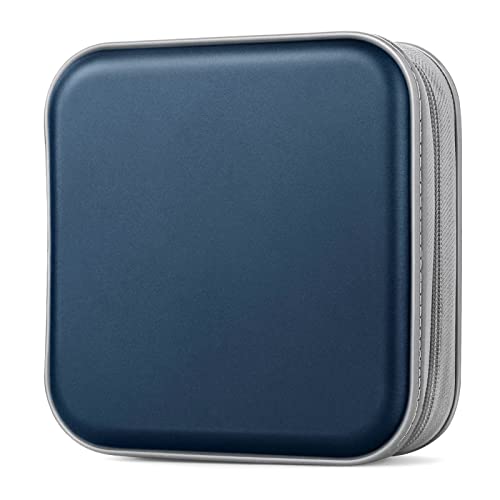 Bivisen Capa carteira para CD/DVD, capacidade 48, azul escuro, portátil, leve, plástico durável e material de tecido não tecido
