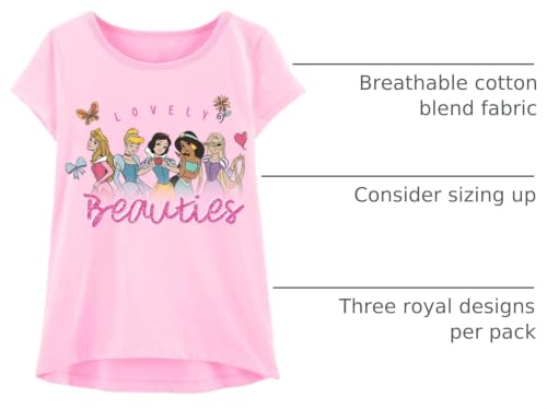 Image of Disney Princess Girls T-Shirt (Sets) Jasmine Ariel Tiana Snow White Belle Rapunzel Cinderella Mulan Aurora Moana Clothes