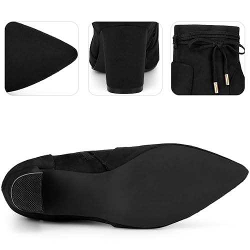 Perphy Bow Tie Booties Ankle Boots Pointed Toe Block Heel Boots for Women3