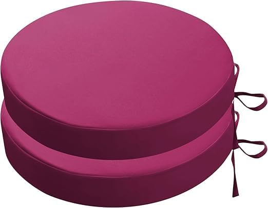 Image of D12 Chair Chair Cushions (Set of 2) Thick Round Seat Cushions with Ties, Chair Cushions,Outdoor Furniture, Round Chair Pads,Garden (Pink)(Cushion Thinkness 5cm)