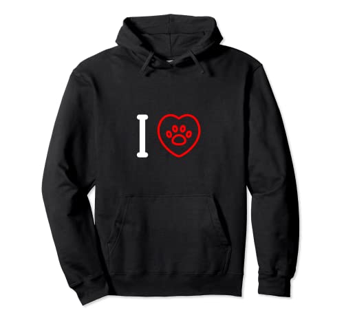 I Love Dogs: I Am Thankful for My Dog Heart Dog Paw Pullover Hoodie, Black