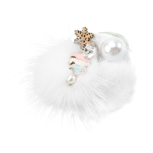 Bague de Noël créative avec pompon en fourrure blanche pour fille et bijoux de doigt festifs