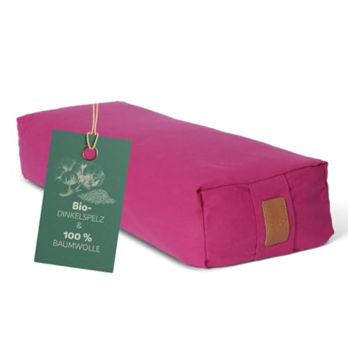 #DoYourYoga Yogabolster »Paravati« mit Bio-Dinkelspelz (KBA), waschbarer Bezug, 67cm x 13cm, Yogakissen/Sitzkissen/Zafukissen für Yin Yoga - pink