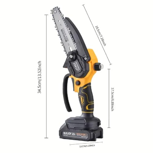 Image of Mini Chainsaw Cordless 6 Inch Cutting Area Wide Heavy Duty Battery Powered Hand Saw gardens farms pastures Wood Working Tool Like Logging Cutting Pruning with Multicolor