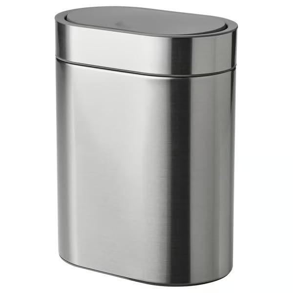 Set of 2 Touch Top Trash Cans - 1 Gallon Stainless Steel, Fingerprint-Proof, Compact Kitchen & Bathroom Waste Bins with Handle, Inner Bucket & Wall-Mount Option