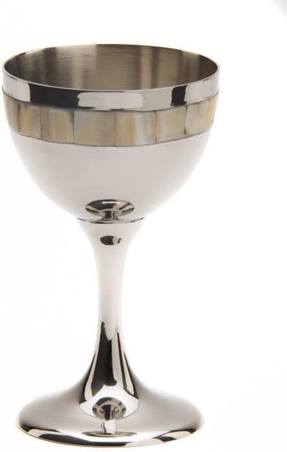 (D) Judaica Kiddush Cup Mother Of Pearl Gold Beige Shabbat and Havdalah Goblet