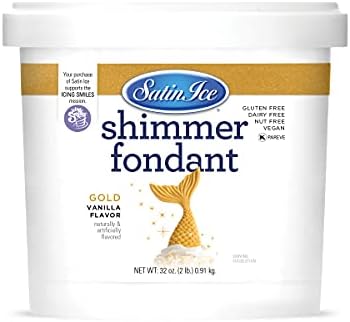 Satin Ice Gold Shimmer Fondant With Edible Glitter (2 Pounds, Vanilla) For Cake Decorating