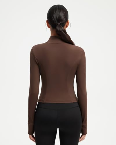 Image of SUUKSESS Women Golden Full Zip Up Workout Cropped Jackets Lightweight Athletic Yoga Tops