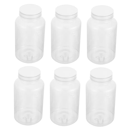 ノーブランド品 6個透明装瓶 蓋付き密封容器 プラスチック製食品グレード 強化素材使用 飲料保存や液体サンプル保管に