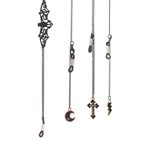 Simrcio 4Pcs Mask Holder Chain Lanyard Necklace For Women Men,Black Glasses Chains Sunglass Eyeglass Retainer Strap Holder #TOP6