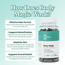 Her Fantasy Box | Body Magic Chlorophyll Capsules - 30 Vegan Capsules for Detox, Digestion, Gut Health, Skin Support, and Oily Skin - Natural Energy Booster