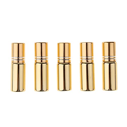 CLUB BOLLYWOOD 5Pcs Empty Roll On Bottles 5Ml Glass Roller Bottle For Perfume Essential Oil Gold | Health & Beauty | Makeup | Makeup Tools & Accessories