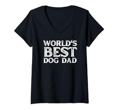 Cute Dog Lovers and Dog Owner's "World's Best Dog Dad" V-Neck T-Shirt