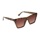 DIFF Jessie James Decker Vivi Angular Designer Sunglasses for Women UV400, Black Walnut Tortoise + Brown Gradient